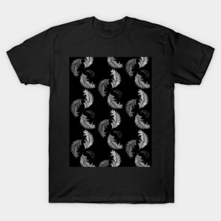 Black and white leaves pattern T-Shirt